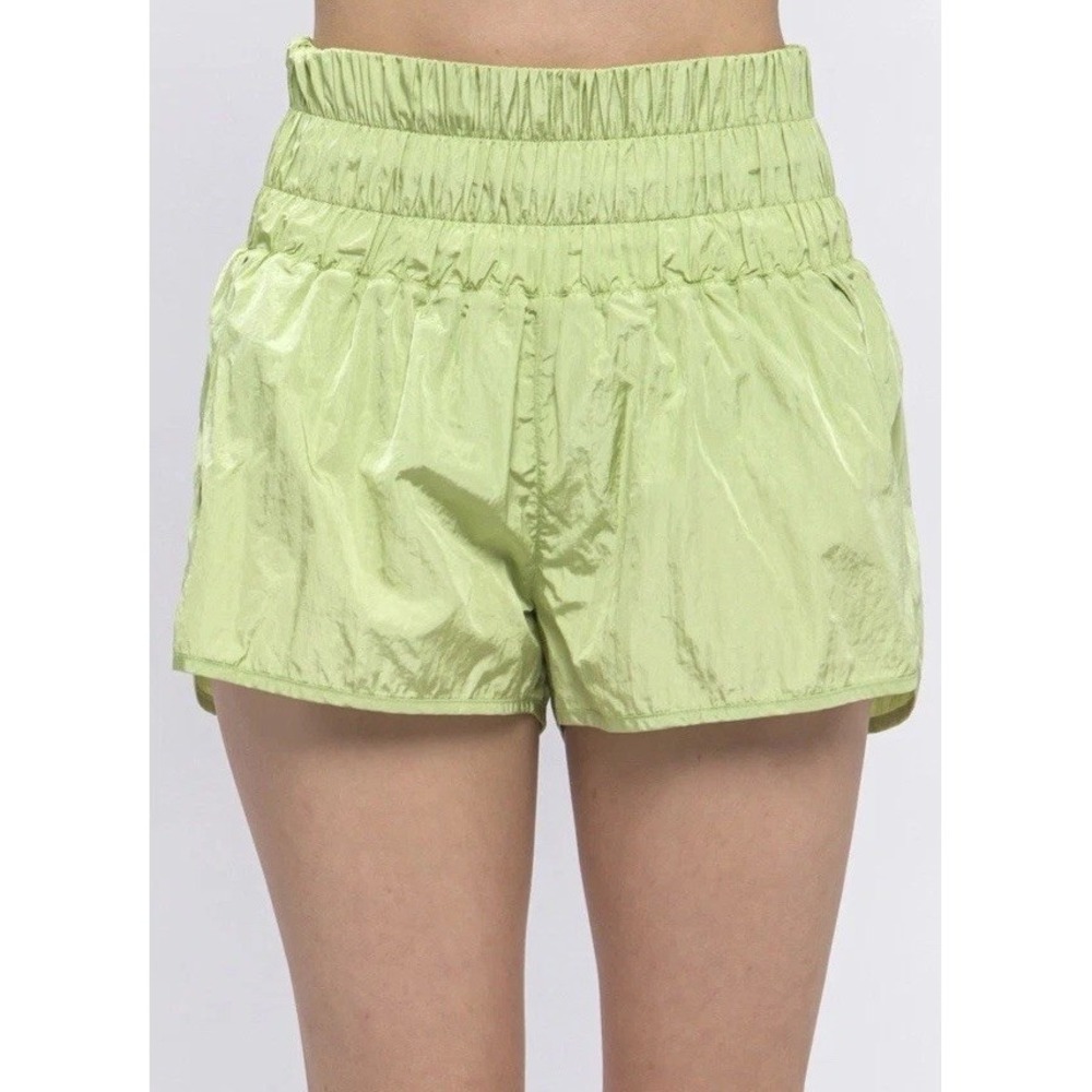 Love Tree Women's Size L Lime Green High Waisted Liner Running Active Shorts NWT